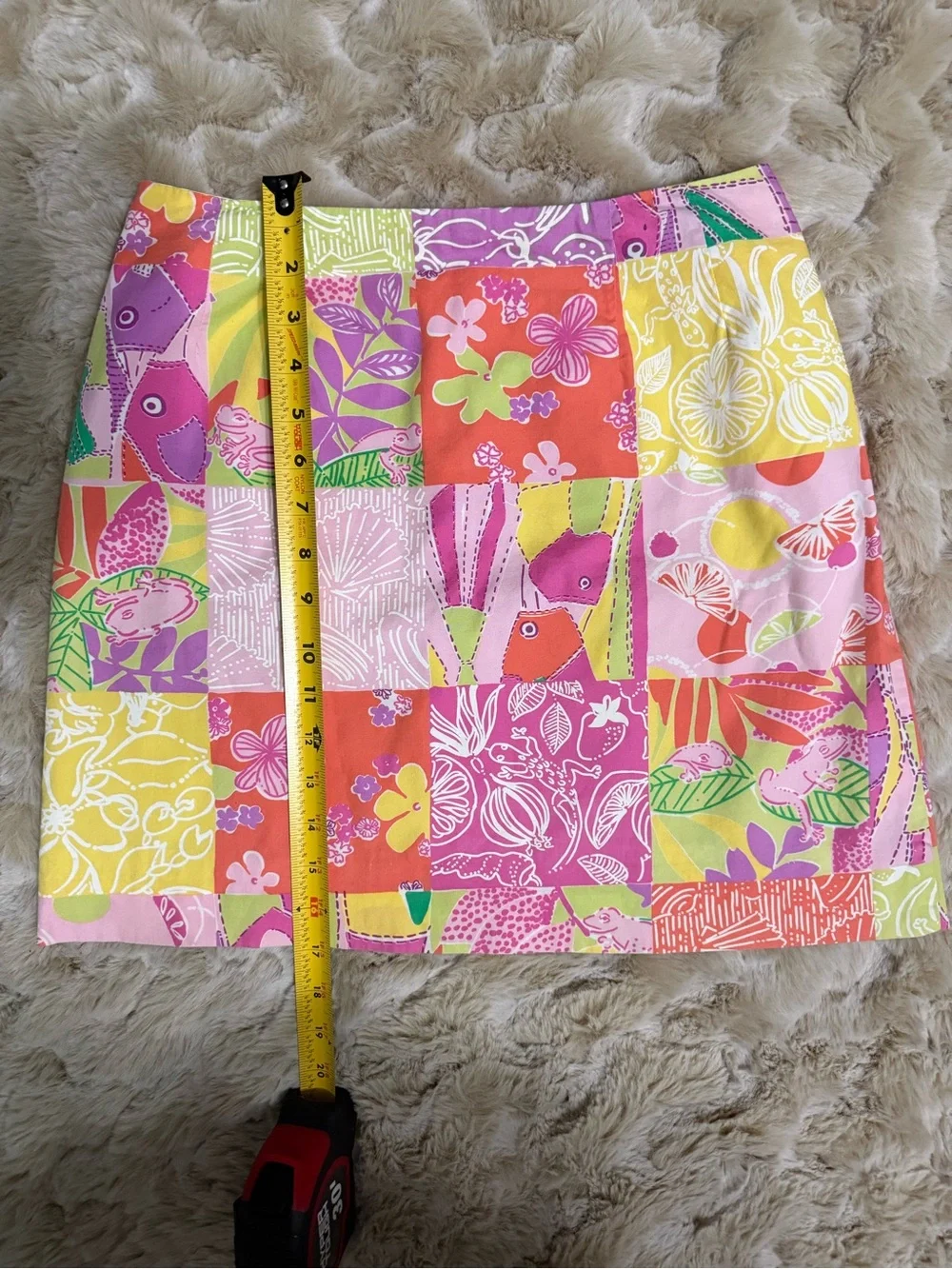 Vintage Y2K Lilly Pulitzer Patchwork Tropical Vacation Cotton Mini Skirt